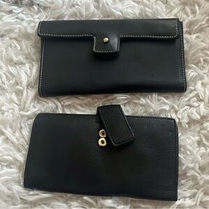 Elegant Black Leather Women's Wallet Set